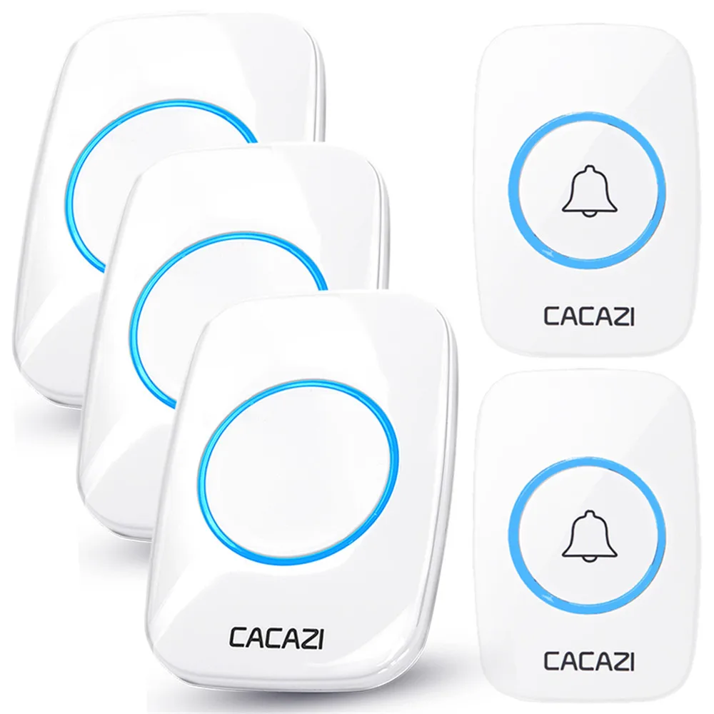 CACAZI 60 Chime 110DB беспроводной дверной звонок Водонепроницаемый 300 м Пульт дистанционного управления ЕС вилка умный дверной звонок батарея 1 2 3 Кнопка 1 2 3 4 Приемник - Цвет: 2 button 3 receiver