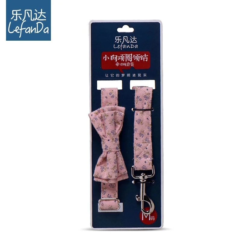 

Dog Leash Suit Pet Collar With Bowtie Printed Cotton Pet Leash Rope For Small Medium Dogs Soft Pet Leashes Dog Accessories