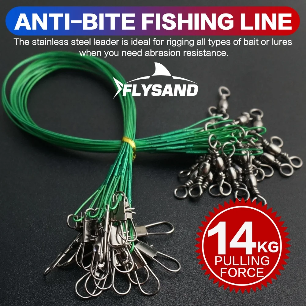 Fishing Line FLYSAND Fishing Wire Leaders Stainless Steel Nylon-Coated Anti-Bite Line 20Pcs/Lot