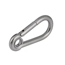 

304 Stainless Steel Carabiners With Hole Climbing Gear Safety Snap Hooks Spring Buckle M4~M12 Connector Rings