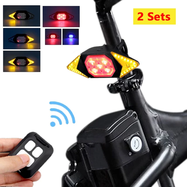 Bicicleta LED luz trasera luz de freno intermitente con Remote control remoto inalámbrico