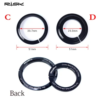 

Risk 41.8-52mm Bicycle Headset Base MTB Road Bike Front Fork Base Spacer Crown Race for 28.6mm Straight Fork / 1.5 Tapered Fork