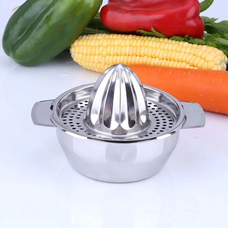 New Stainless Steel Manual Mini Juicer Fruit Lemon Squeezer Press With Bowl Juicer Strainer Home Kitchen Accessories Tool