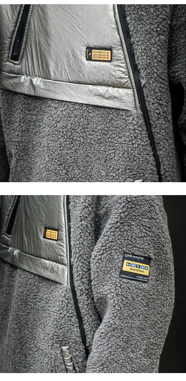 Autumn And Winter New Style Men's Loose And Plus-sized Hooded Joint Coat Couple Clothes Lambs Wool Cotton-padded Clothes Casual