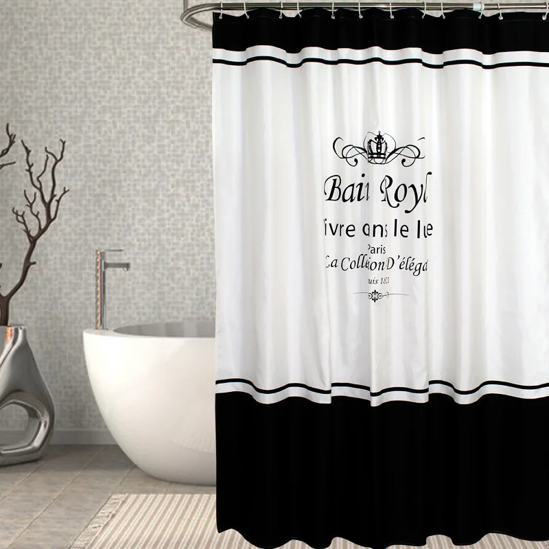 

Modern Polyester Shower Curtains Waterproof Quick-drying Thicken Fabric Bathtub Bathroom Curtain with Plastic Hooks 180x180cm
