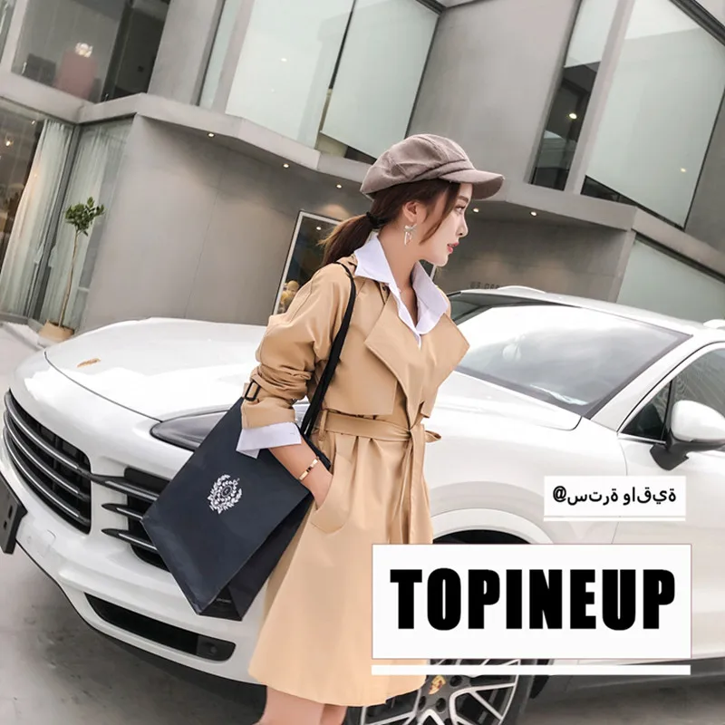 

Female Casual Loose Trench Coats Sashes Overcoat Women's Cloak Spring Autumn 2019 Korean Version Pure Color Woman Windbreaker