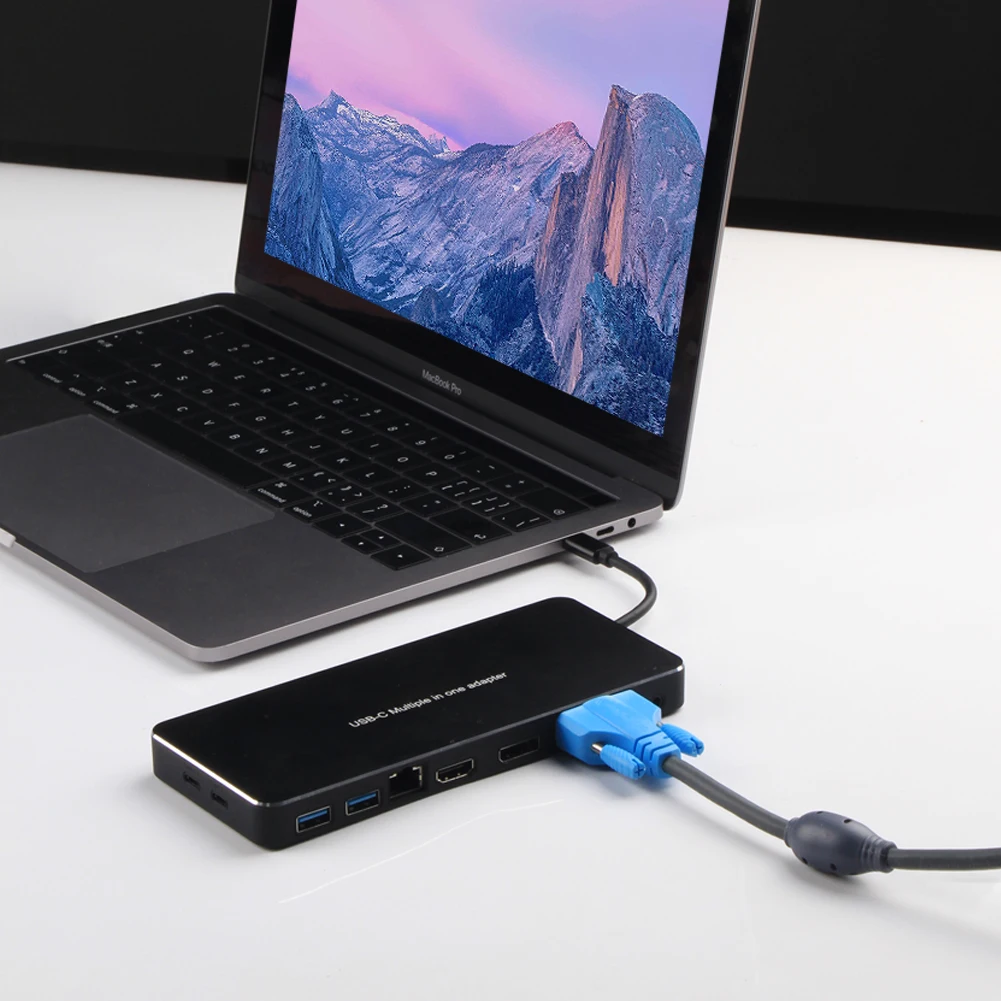 USB C концентратор с HDMI VGA RJ45 3,5 мм разъем PD Зарядное устройство USB 3,0 адаптер usb-хаб для Macbook Pro Аксессуары Мульти USB 3,0 type C концентратор
