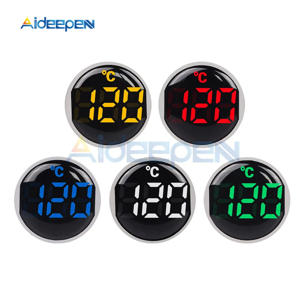 22MMMiniLEDDigitalDisplayRoundThermometerAC50380VRedGreen