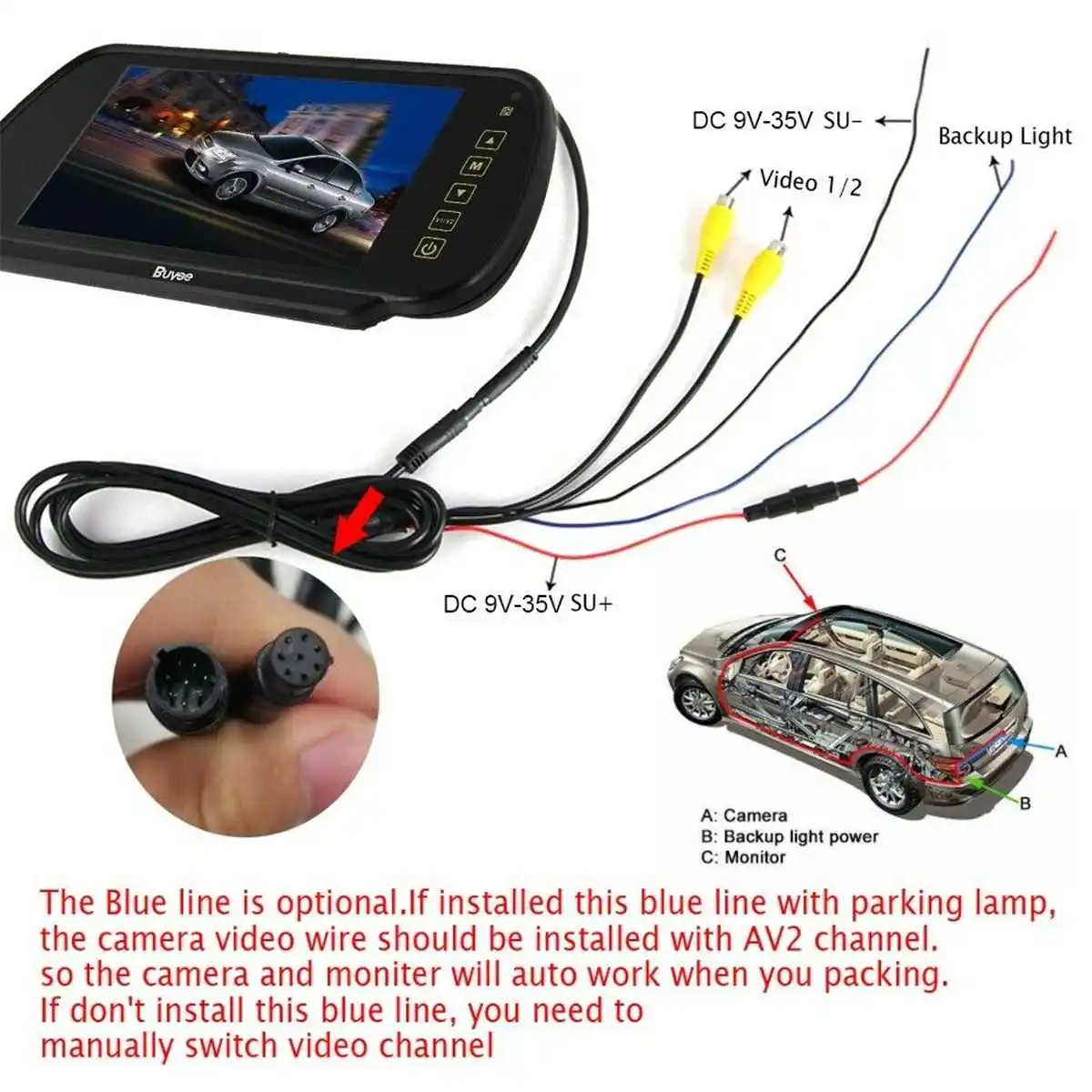 7 дюймов TFT lcd автомобильный специальный кронштейн зеркало заднего вида монитор для системы помощи при парковке с 2 RCA видеоплеером вход