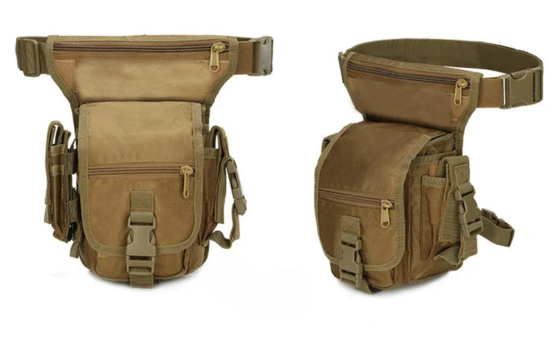 Тактическая уличная спортивная сумка для езды Molle для ног, военная армейская охотничья поясная сумка, водонепроницаемая набедренная многофункциональная походная сумка - Цвет: Tan
