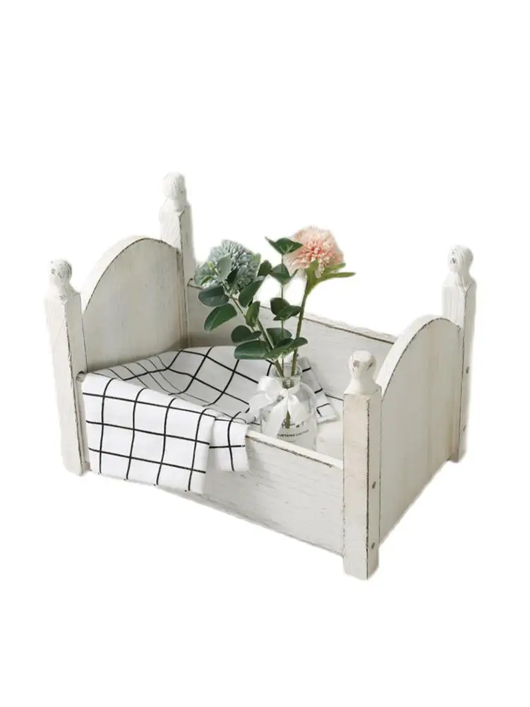 Детская маленькая фотография кровать фотостудия реквизит для фотосъемки новорожденных Маленькая кроватка из дерева для маленьких