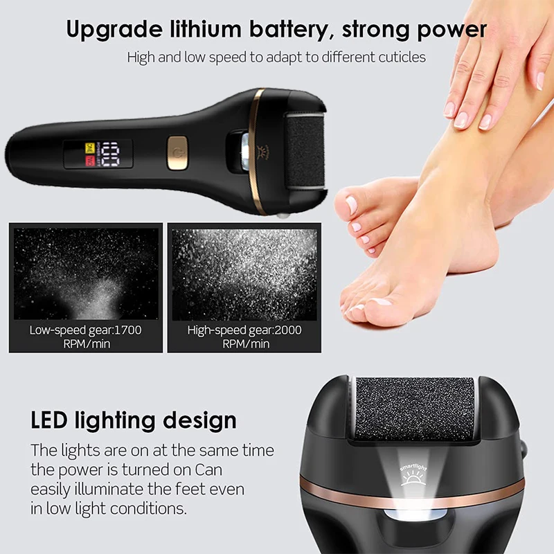 Waterproof Charged Electric Foot File for Heels Grinding Pedicure Tools Professional Foot Care Tool Dead Hard Skin Callus USB