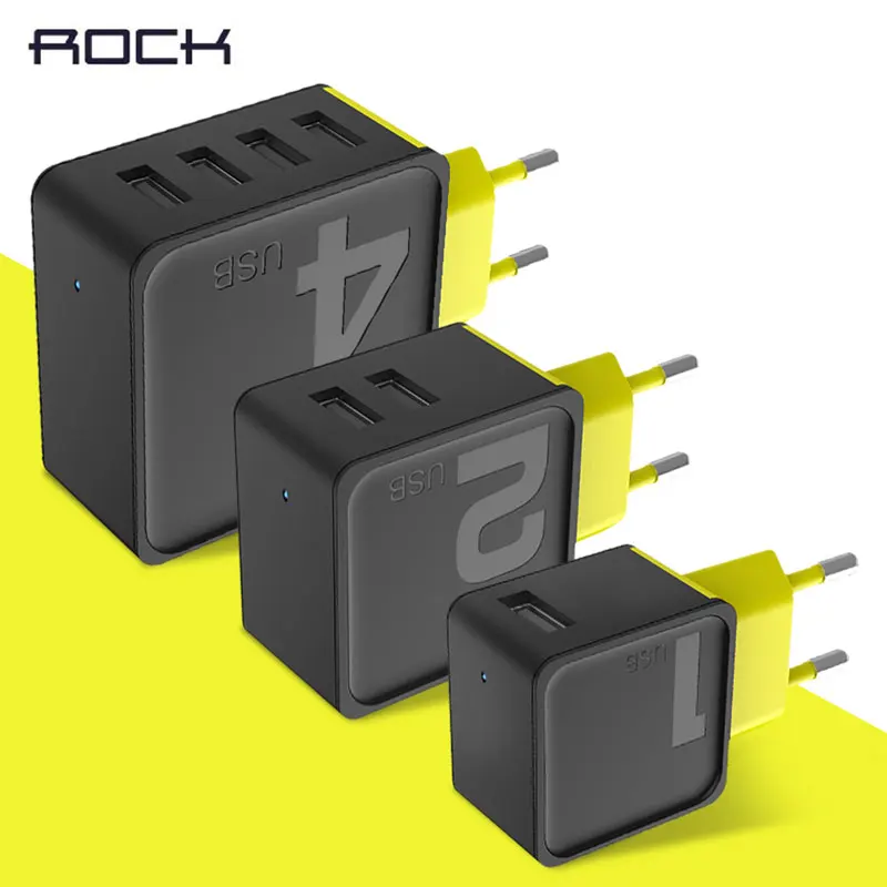 Оригинальное Универсальное зарядное устройство Rock 2.4A 2 USB для путешествий, 1 2 4 USB для быстрой зарядки телефона, в продаже