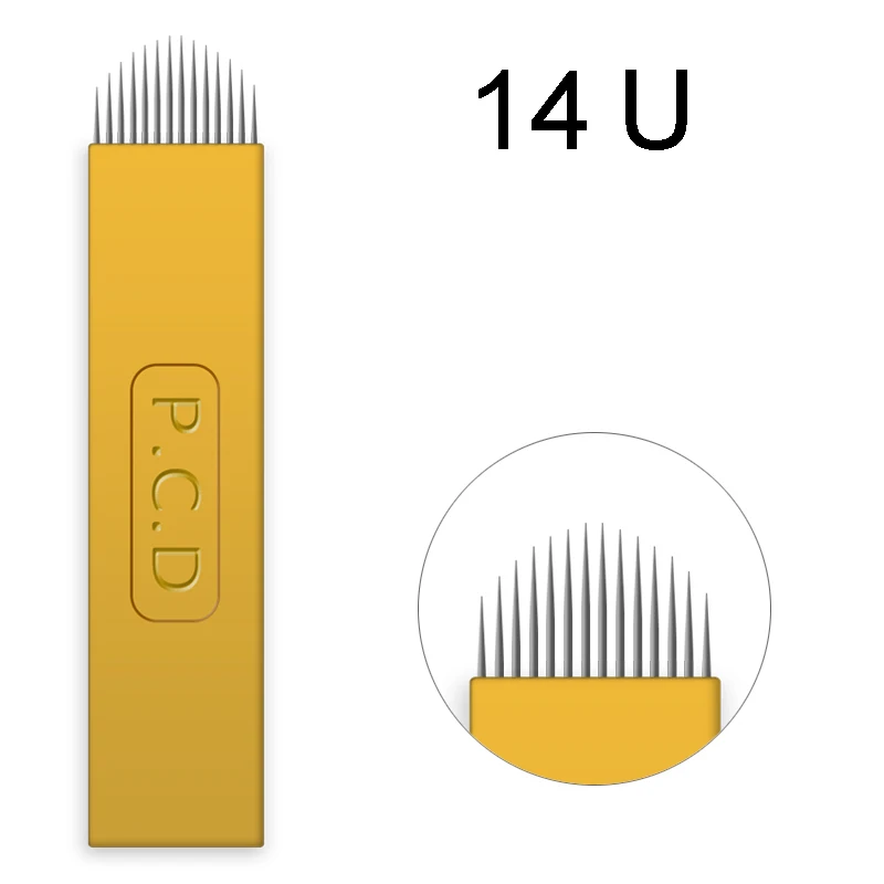 PCD 14U Иглы для микроблейдинга LAMINA MICRO 12 flex Blade 0,18 мм нано-игла для микроблейдинг tebori ручная ручка для татуировки 3D вышивка губ - Габаритные размеры: PCD 14U