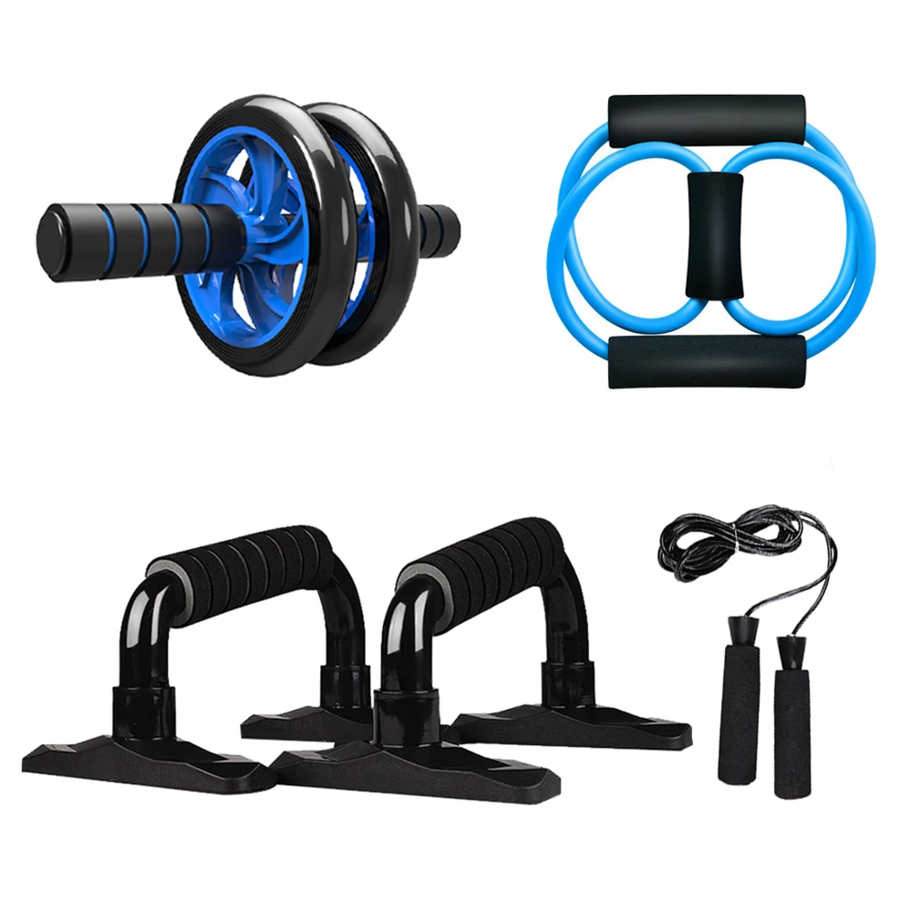 

Abdominal Wheel Kit Spring Exerciser Abdominal Press Wheel Pro with Push-UP Bar Jump Rope and Knee Pad Fitness Gym