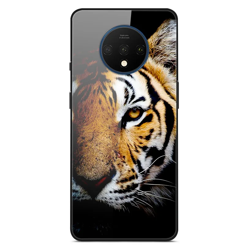 Закаленное стекло Чехол для Oneplus 7T Case Жесткий ПК Красочная задняя крышка Для Oneplus 7T Крышка 1+ 7T Телефонный бампер на один плюс 7T Fundas - Цвет: 31