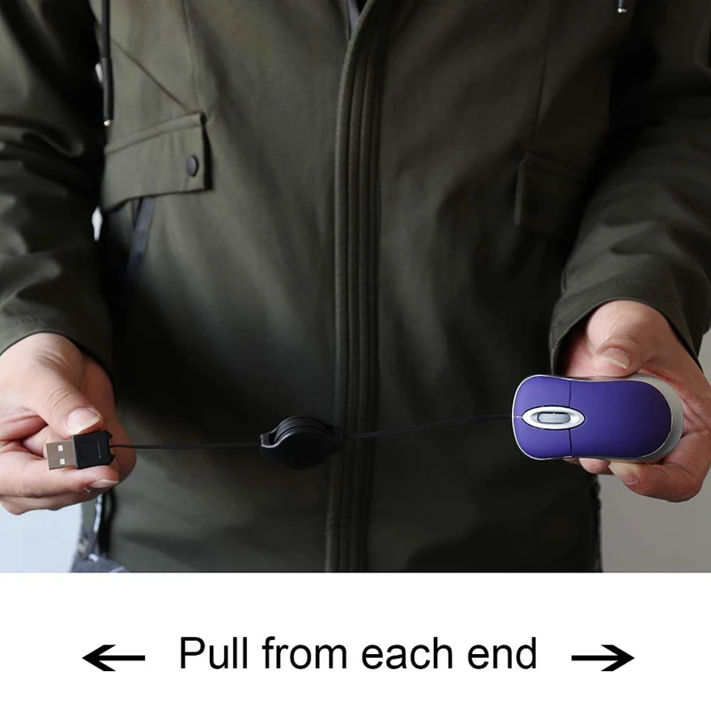 Мини USB Проводная мышь, маленькая Выдвижная мышь 1600 dpi, оптическая компактная дорожная мышь для Windows 98 2000 XP Vista версия