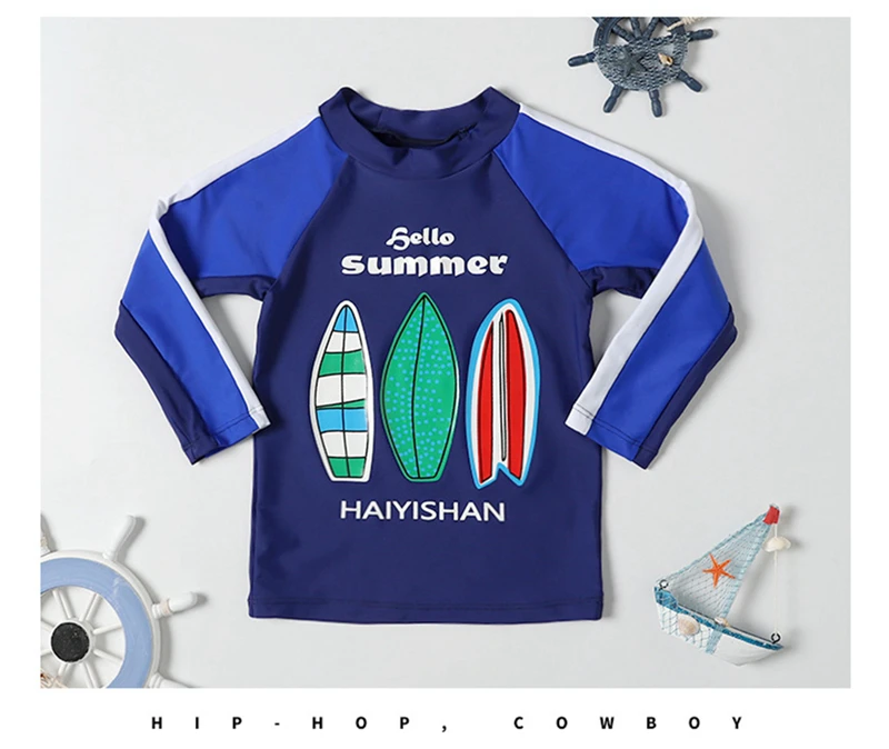 Rashguard/комплект из двух предметов для мальчиков, UPF50, с длинным рукавом для плавания, костюм для мальчиков, купальный костюм, детская защита от ультрафиолета, детский купальник