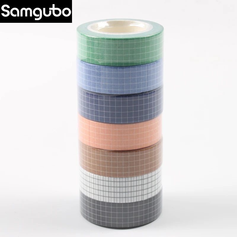 Grid Washi Tape Set Masking Tape Washy Organizer Journaling Supplies Washitape Stationery Sticker Scrapbook 7pcs/set washi tape masking tape