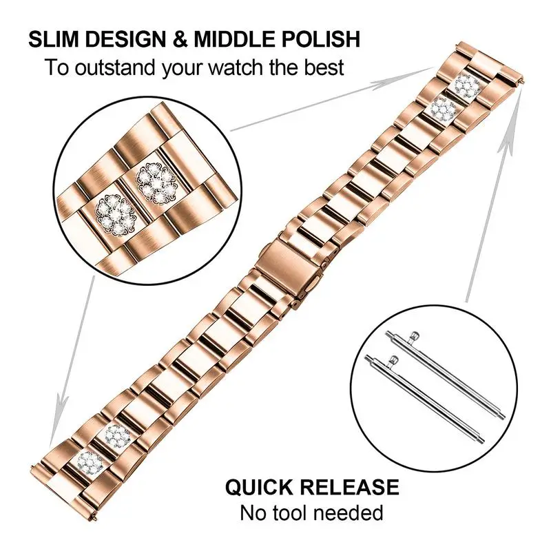 Rose Gold TRUMiRR ремешок из нержавеющей стали и бриллиантов для samsung Galaxy Watch Active2 40 мм 44 мм ремешок для женщин и мужчин Активный 2 браслет - Цвет ремешка: Rose Gold