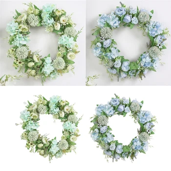 

Artificial Flower Wreath 15 Inch Fake Peony Hanging Wreath for Home Party Indoor Outdoor Window Wall Wedding Decoration