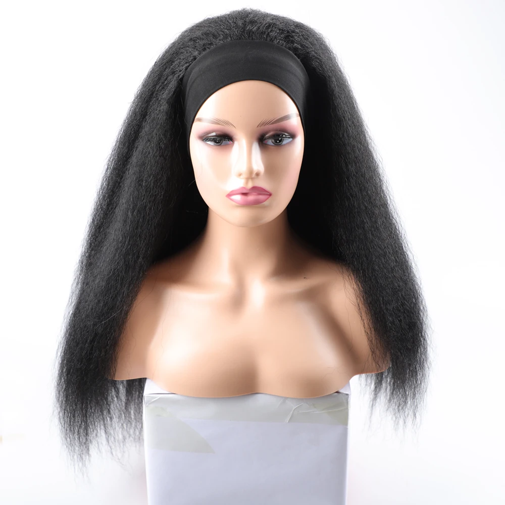 Synthetic Long Kinky Straight Headband Wig For Black Women Afro Synthetic Hair Wigs Headband Wig Blonde Black Red Purple