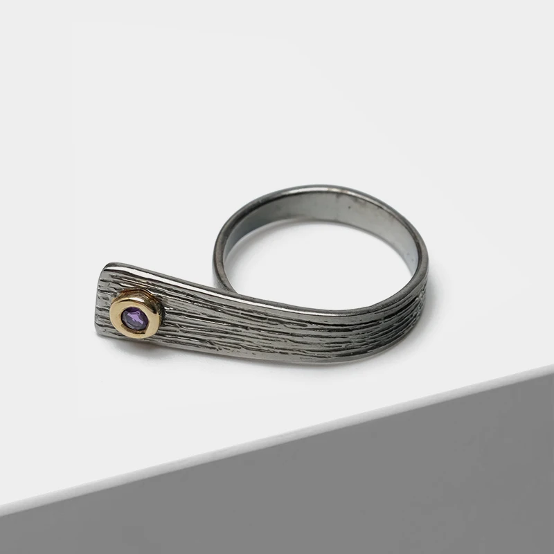

Local focal Vintage plated inlaid semi-precious fine geometric grained design Rings