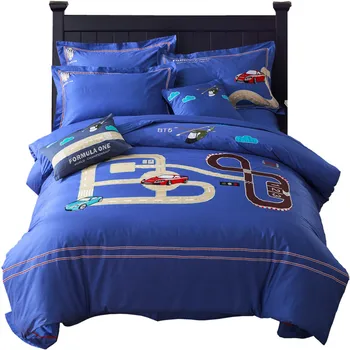 

Cotton Egyptian long-staple cotton cartoon embroidery four-piece set cotton kids baby bedding