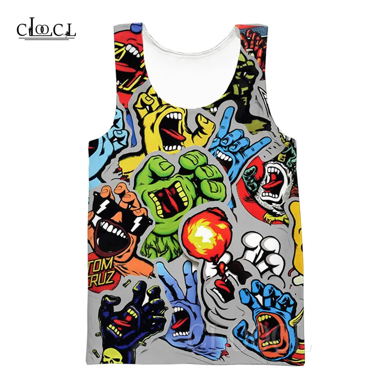 

2019 Summer Anime Tank Tops Men Vest 3D Printed Santa Cruz Shaka Hand Unisex Fashion Casual Hot Sale Tanktop Streetwear Tee Tops