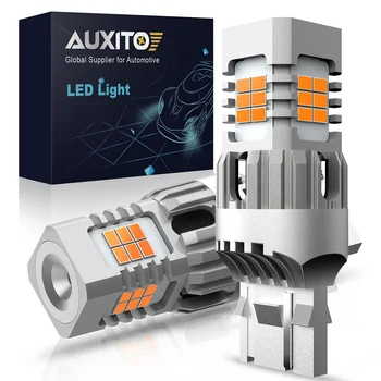 AUXITO-하이퍼 플래시 없음, T20 W21W WY21W 7440 7440NA, LED 방향 지시등 전구, 캔버스, 오류 없음, 자동차 램프 앰버, 2 개