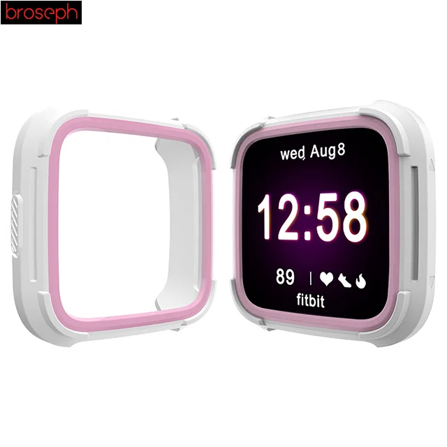 White Pink Защитный чехол для экрана для Fitbit Versa Lite силиконовый защитный чехол умных часов чехол s Watch оболочка Рамка Бампер аксессуары - Цвет: White Pink