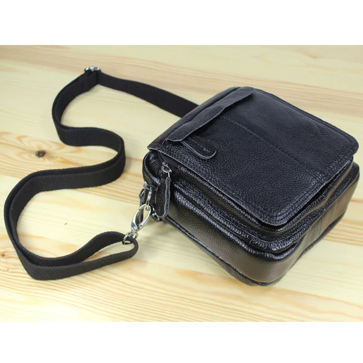 

Cattle Guest New Style Full-grain Leather Men Wallet Leather Shoulder-bag Shoulder Bag Casual Small Shoulder Bag Black And White