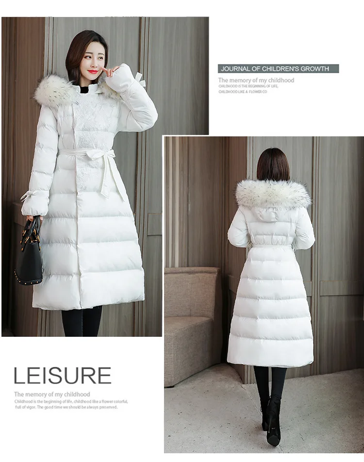Winter Style WOMEN'S Dress down Jacket Cotton-padded Clothes Ethnic-Style Hooded Slim Fit Cotton-padded Jacket Long over-th