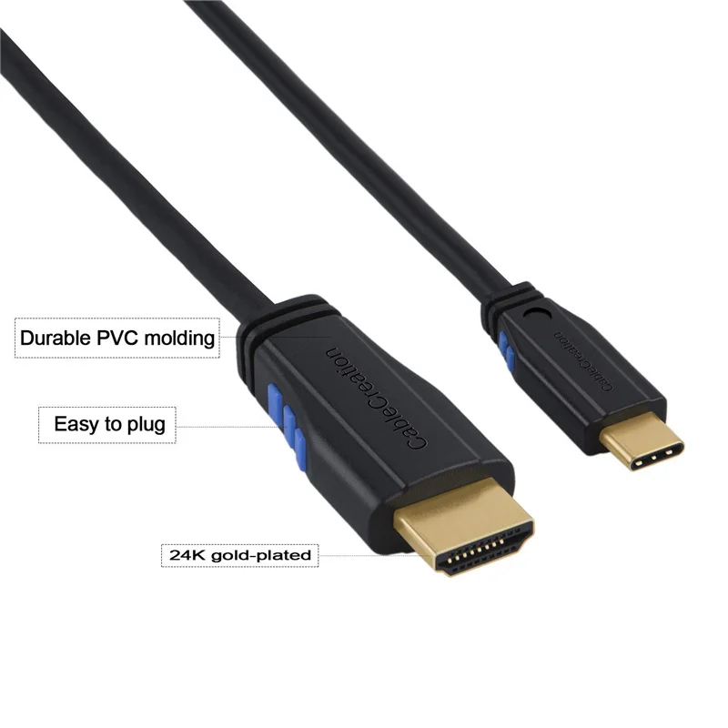 USB-C к HDMI 4 K, type-C(совместим с Thunderbolt 3) к HDMI под прямым углом с кабелем 270 градусов, совместим с MacBook Pro /2