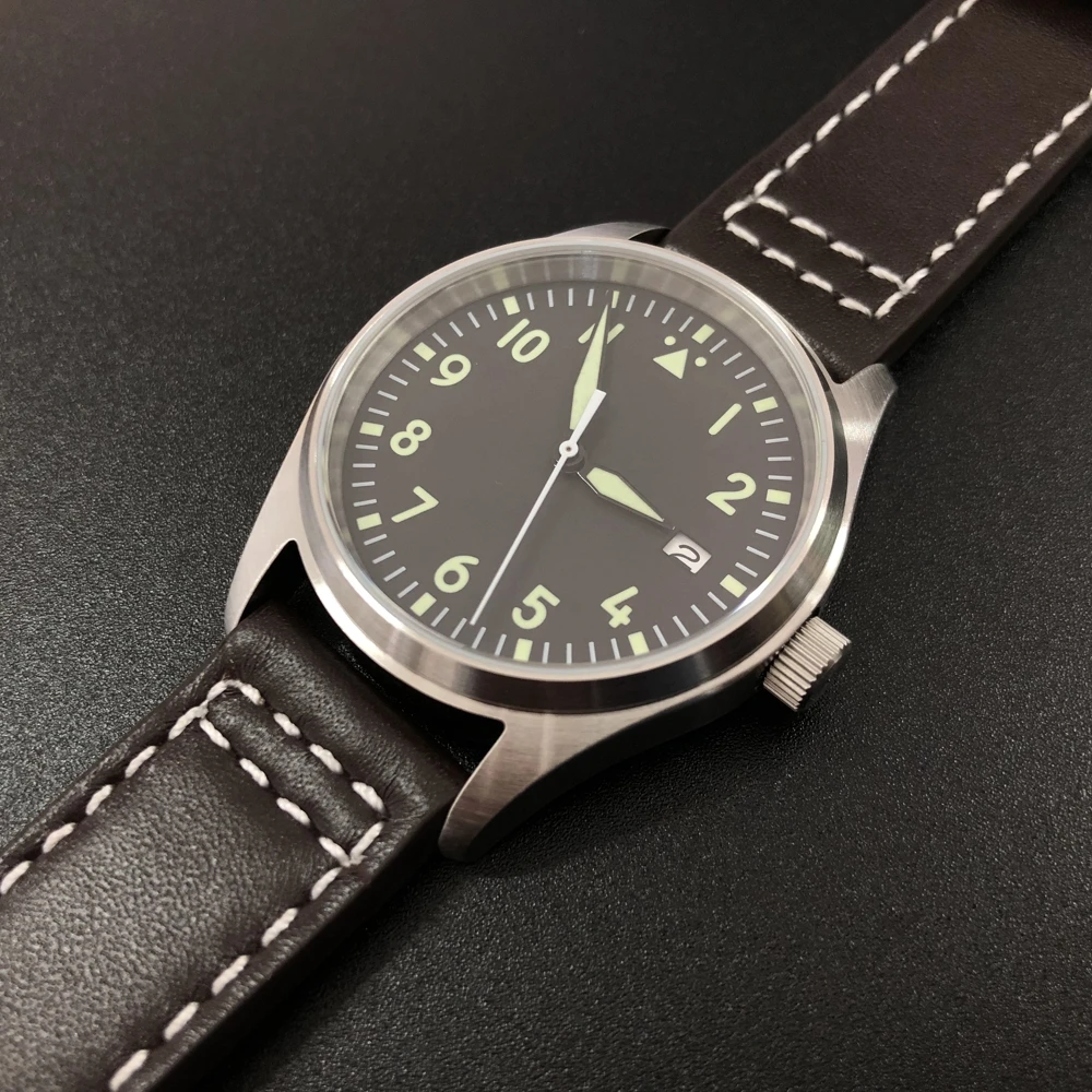 no logo leather 2 Мужские автоматические механические часы для дайвинга C3 светящиеся часы из нержавеющей стали 200 метров водонепроницаемые винтажные военные часы для мужчин - Цвет: no logo leather 2