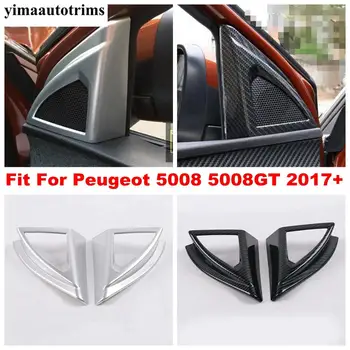 

Matte / Carbon Fiber Accessories For Peugeot 5008 5008GT 2017 - 2020 Front A Pillar Door Triangle Stereo Loud Speaker Cover Trim