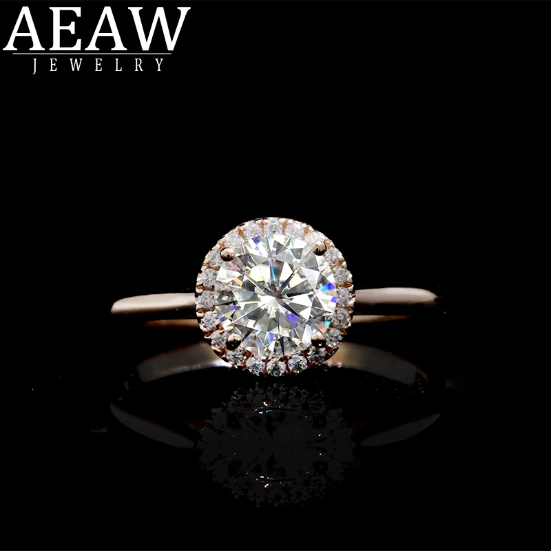 AEAW 1 карат 10 к 14 18 белое золото Moissanite обручальные/обручальные кольца для женщин