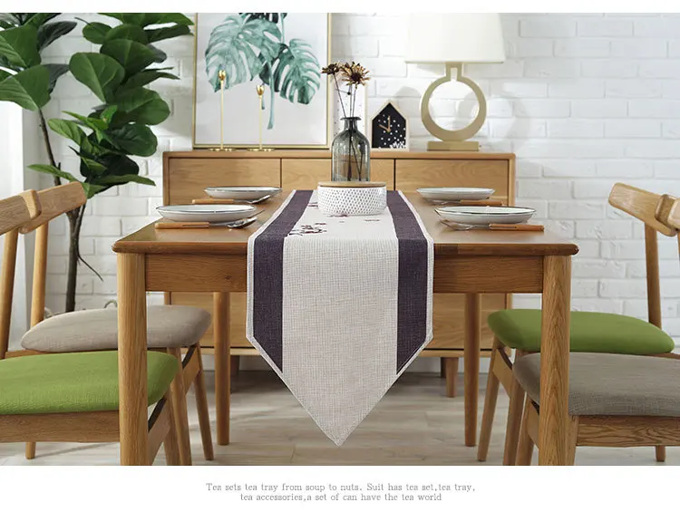 New Style Flax Minimalist Modern Chinese-style Table Runner Table Bar Teapoy Table Flag Placemat Table Runner Customizable a Gen