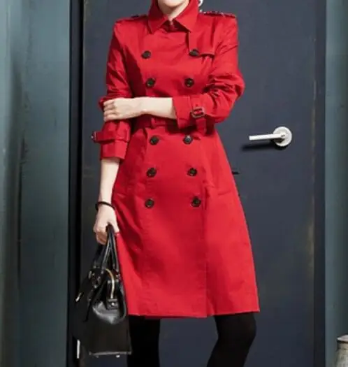 S-6XL Hot Spring Women New Fashion Personalized Large size customizatio Mid-length long double-breasted lapel trench coat