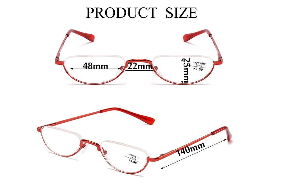 Ультралегкие металлические очки для чтения с полуоправой, унисекс, портативные бизнес очки для пресбиопии с диоптриями+ 1,00+ 1,50+ 2,00+ 2,50+ 3,00