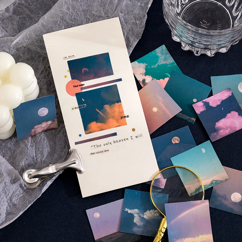 46 pcs/Box Dusk Moon Decorative Stickers Scrapbooking diy Stick Label Diary Stationery Album Journal Sky Scenery Sticker