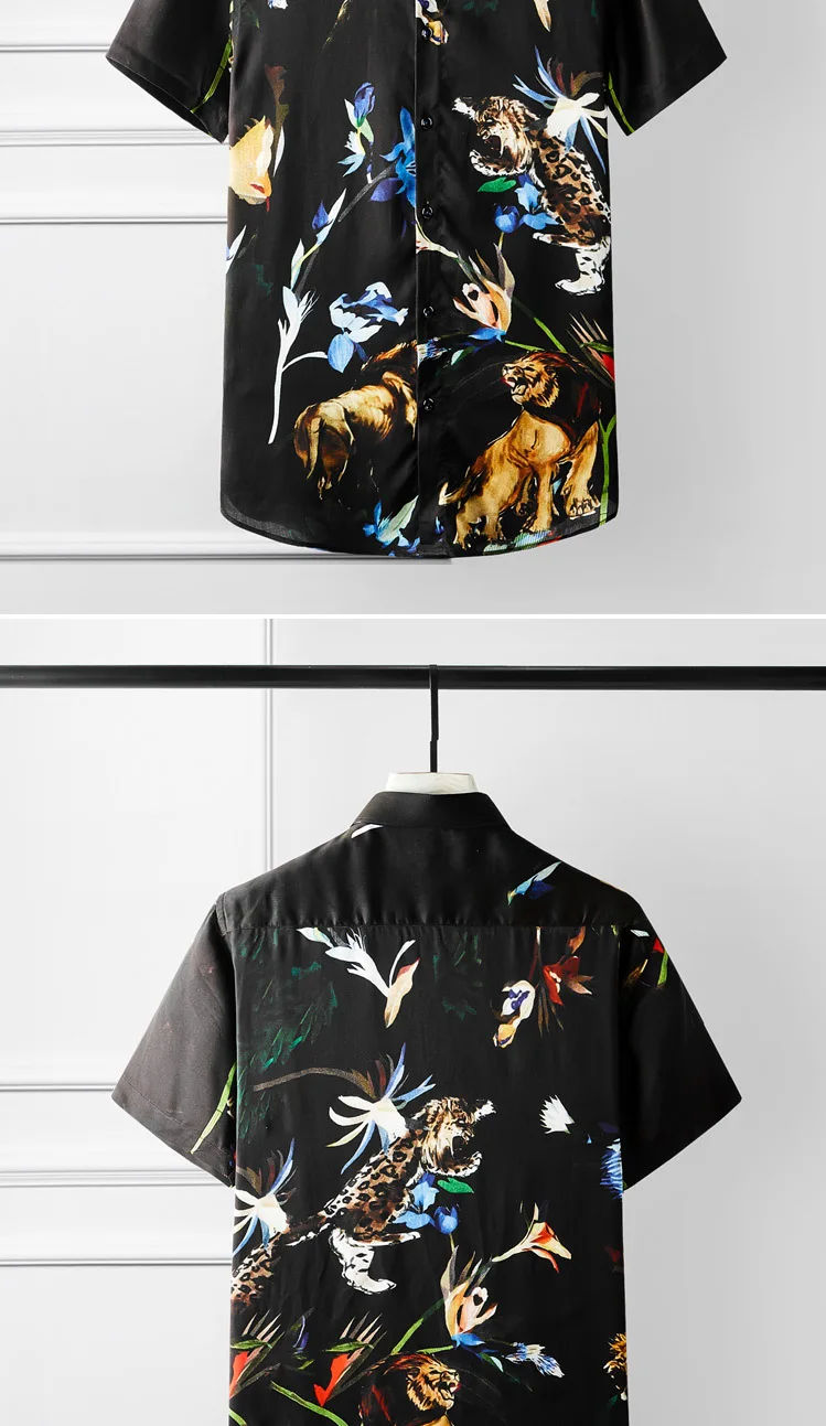 Большие размеры 4XL 3XL мужская летняя рубашка Модная рубашка с короткими рукавами и принтом Chemise homme высокое качество деловые мужские рубашки