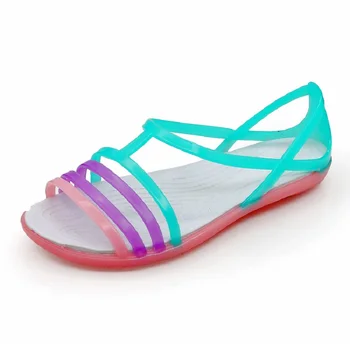 

2019 summer new ladies sandals rainy season wedge beach hole jelly sandals with plastic simple female sandals