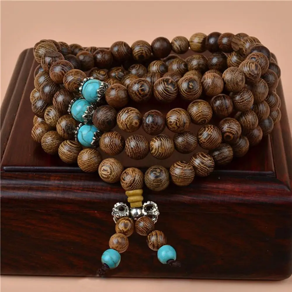 Multilayer Wood Beads Lotus Tibetan Buddhist Mala Buddha Charm Rosary Bracelet Yoga Wooden For Women Men Jewelry beaded bracelet stone bead bracelet