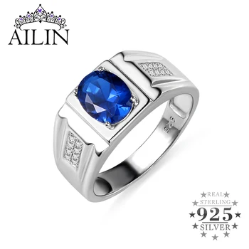 

AILIN Custom Birthstone Sterling Silver 925 Jewelry Men CZ Wedding Ring Personalized Engagement Party Birthday Christmas Gifts