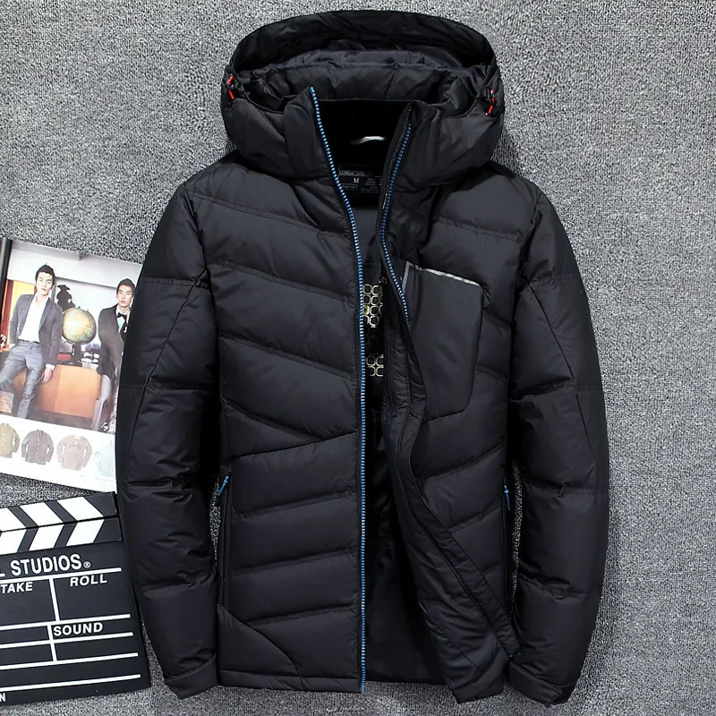 Новая зимняя мужская куртка, качественное теплое плотное пальто, Зимняя Красная черная парка, Мужская теплая верхняя одежда, модная белая куртка-пуховик на утином пуху
