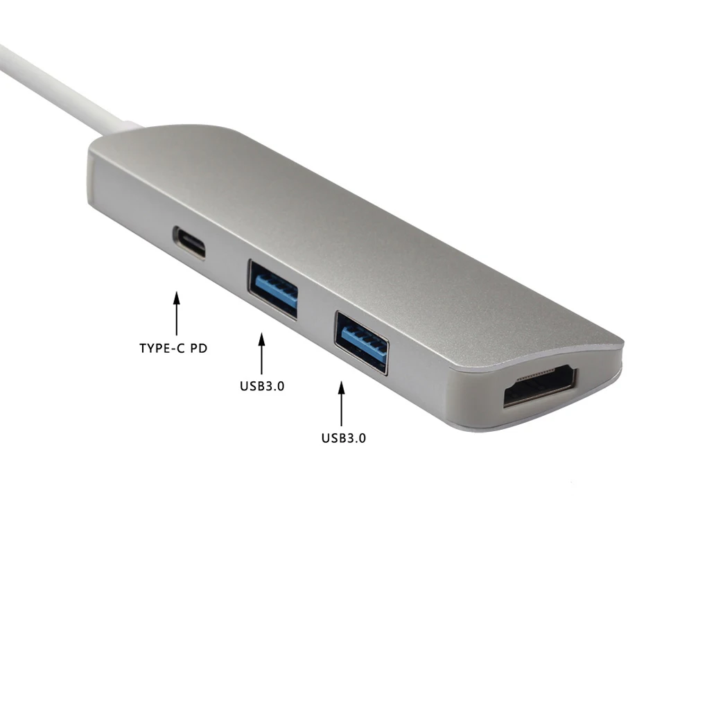 4 в 1 тип-c в HD многопортовый адаптер видео конвертер USB 3,0 концентратор порт портативный ноутбук PD порт быстрой зарядки