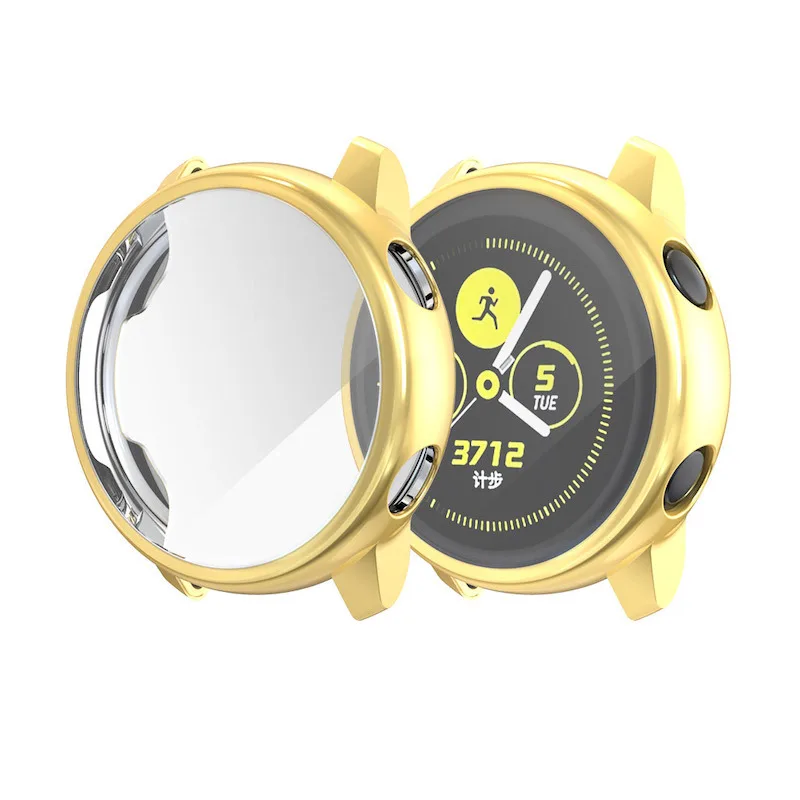 Золото 1 шт. Мягкий силиконовый чехол для samsung Galaxy Watch Active Case Аксессуары для бампера протектор полное покрытие экрана Защитный чехол - Цвет: Золото