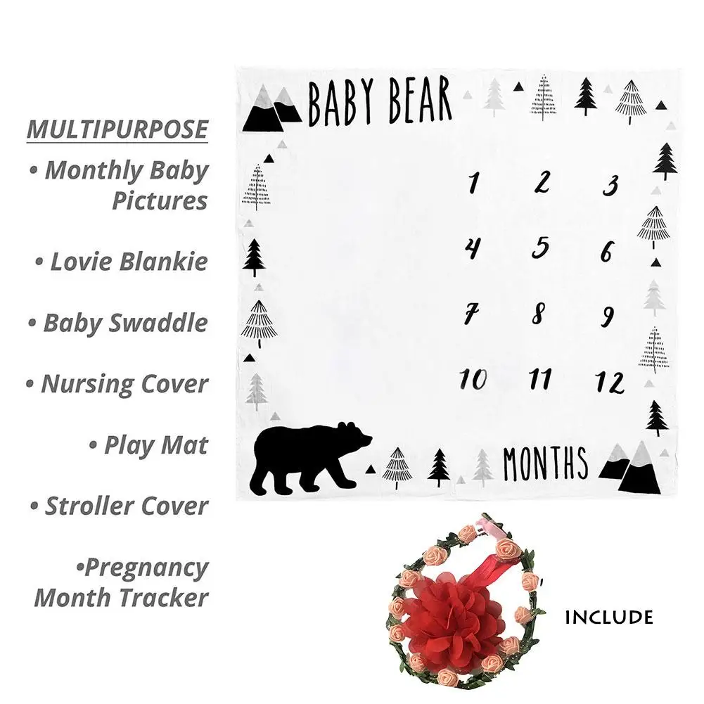 120*120cm Flannel Milestone Blanket Children Photography Photo Blanket Newborns Personalized Photography Blanket