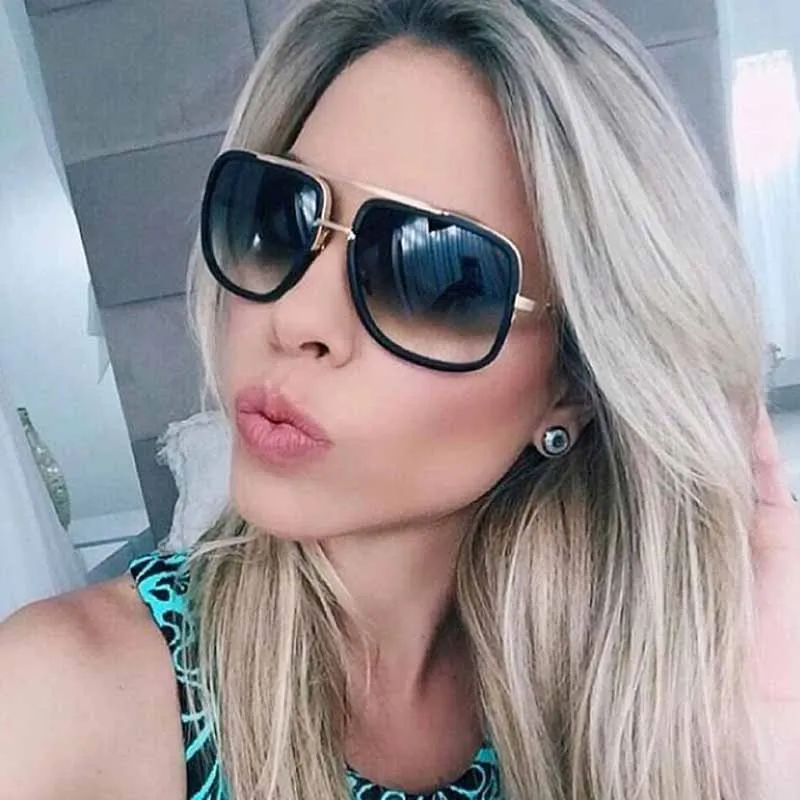 

MIZHO New Fashion Big Frame Red Sunglasses Men Square COOL Eye Glasses for Women High Quality Retro UVB Sun Glasses Vintage
